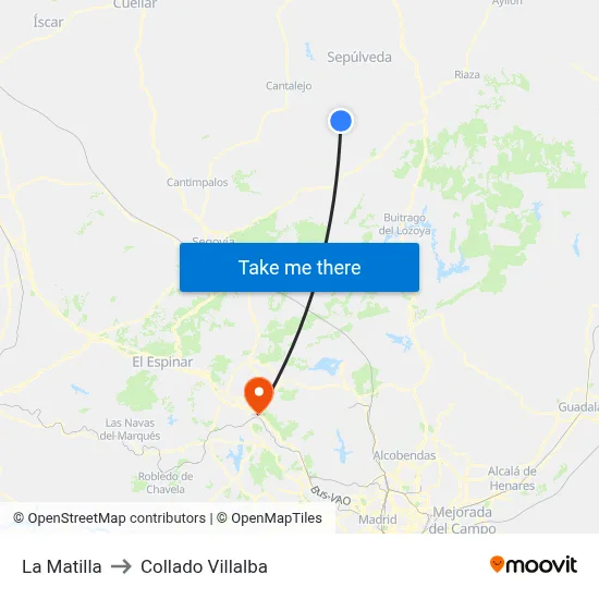 La Matilla to Collado Villalba map