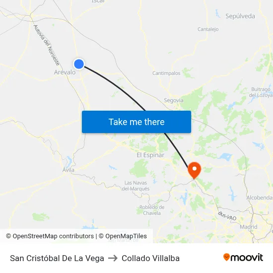 San Cristóbal De La Vega to Collado Villalba map