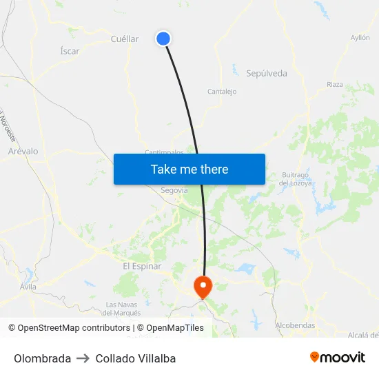 Olombrada to Collado Villalba map