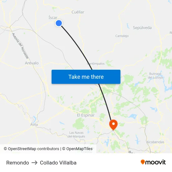 Remondo to Collado Villalba map