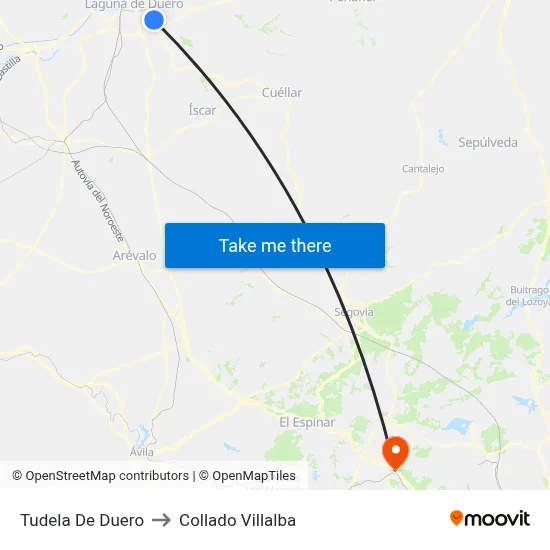 Tudela De Duero to Collado Villalba map
