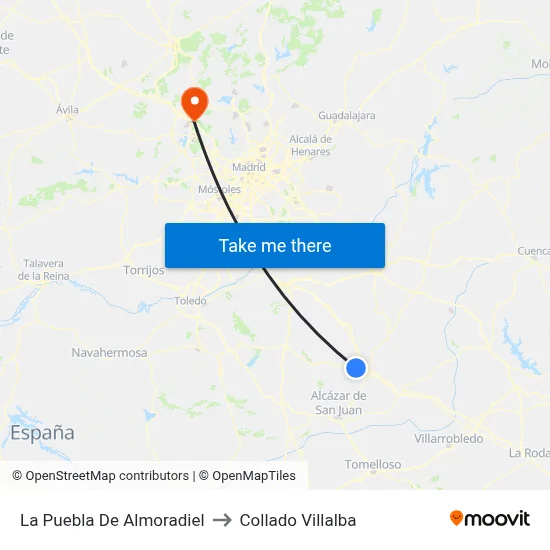 La Puebla De Almoradiel to Collado Villalba map
