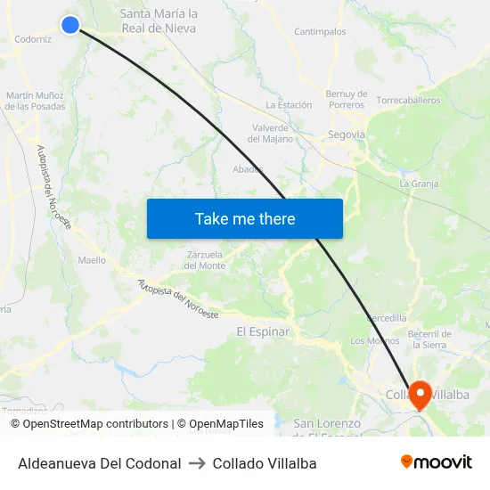 Aldeanueva Del Codonal to Collado Villalba map