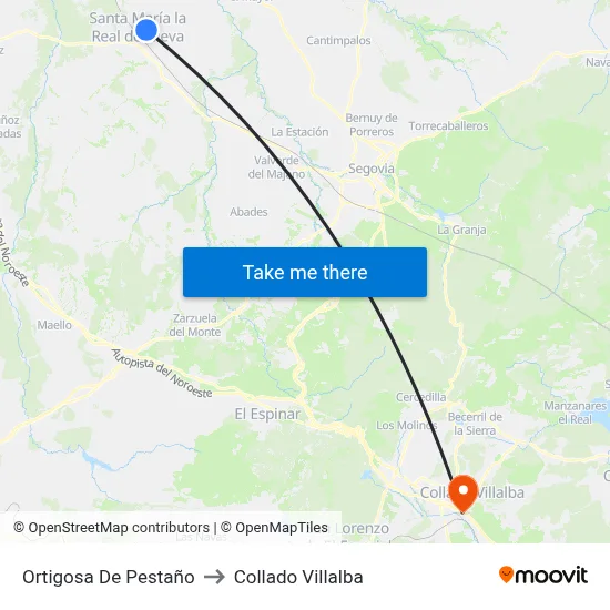 Ortigosa De Pestaño to Collado Villalba map