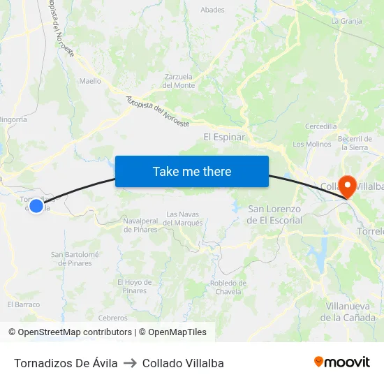 Tornadizos De Ávila to Collado Villalba map