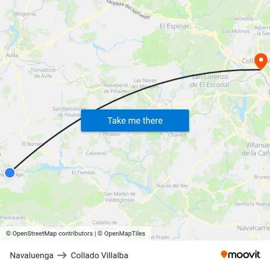 Navaluenga to Collado Villalba map