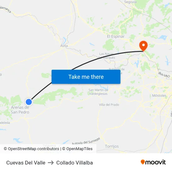 Cuevas Del Valle to Collado Villalba map