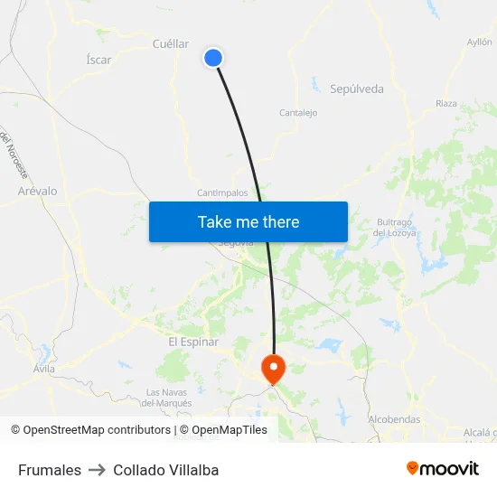 Frumales to Collado Villalba map