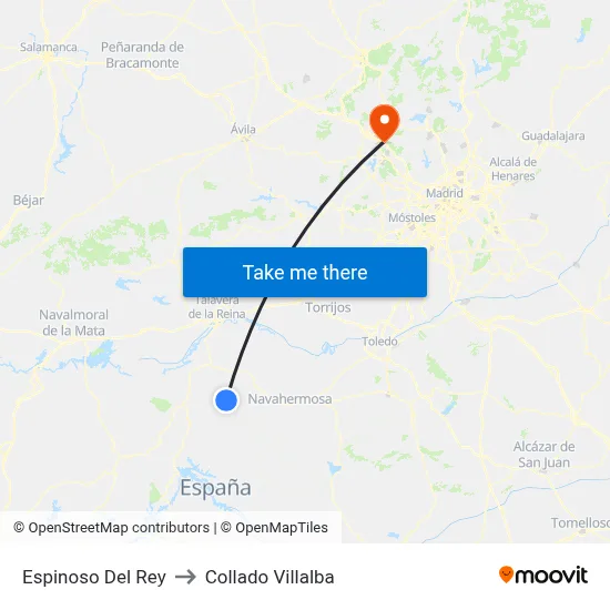 Espinoso Del Rey to Collado Villalba map