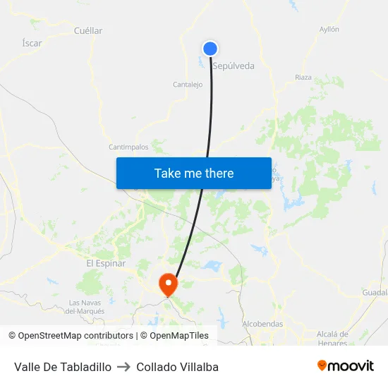 Valle De Tabladillo to Collado Villalba map