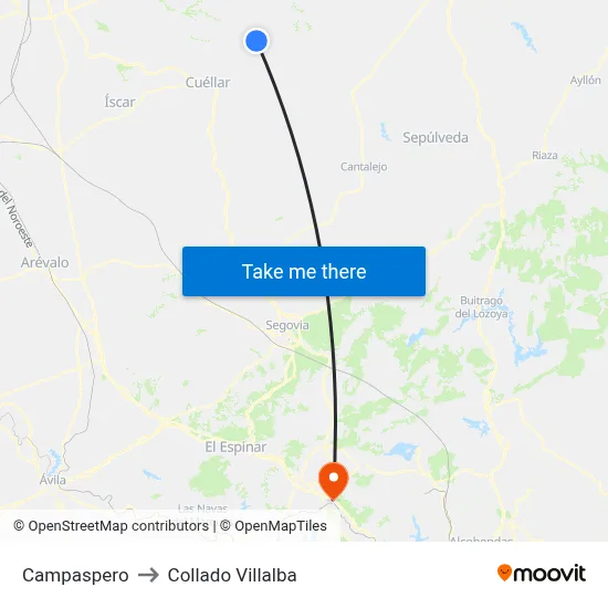 Campaspero to Collado Villalba map