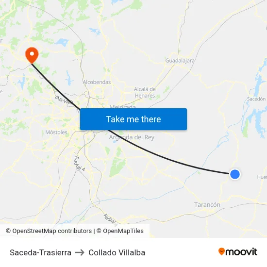 Saceda-Trasierra to Collado Villalba map