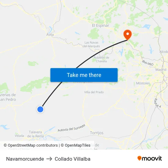 Navamorcuende to Collado Villalba map