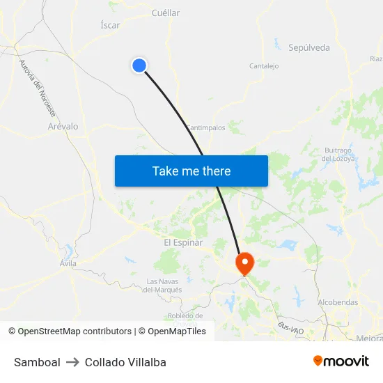 Samboal to Collado Villalba map