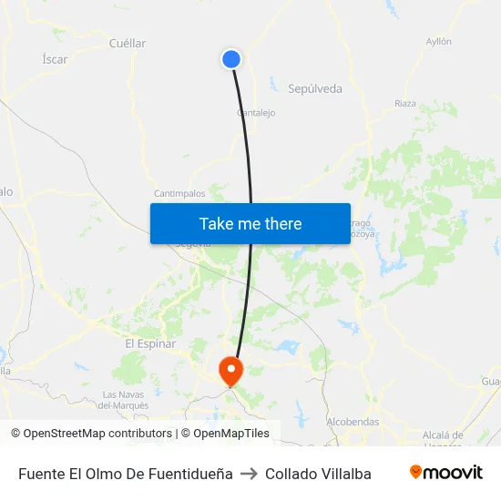 Fuente El Olmo De Fuentidueña to Collado Villalba map