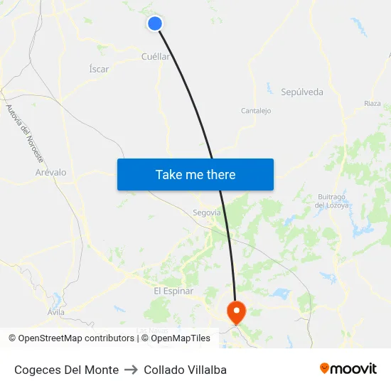 Cogeces Del Monte to Collado Villalba map