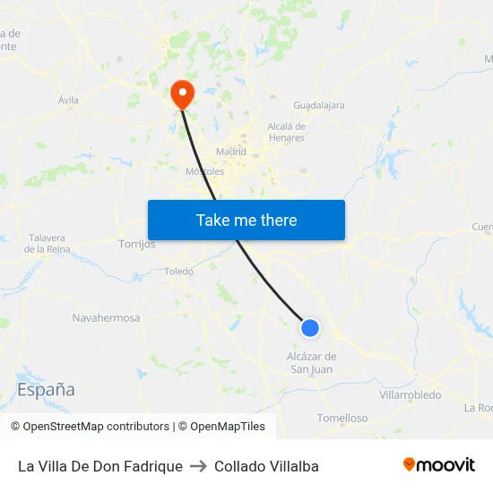 La Villa De Don Fadrique to Collado Villalba map