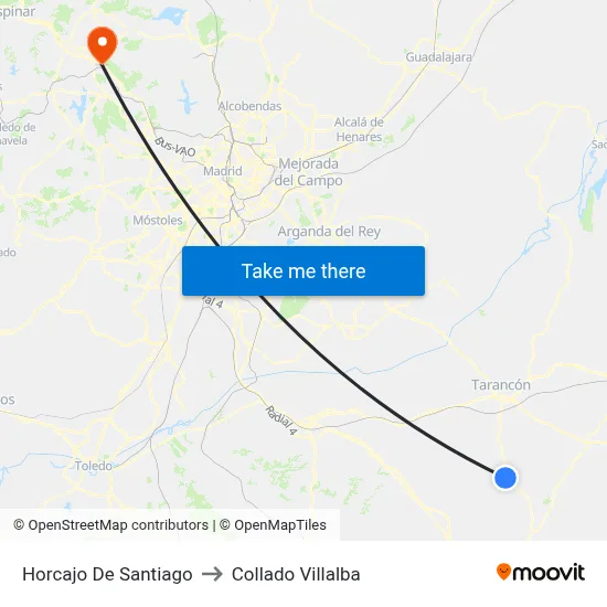 Horcajo De Santiago to Collado Villalba map