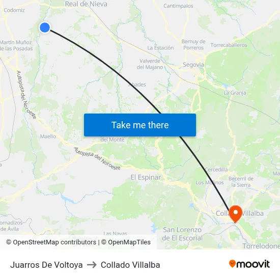 Juarros De Voltoya to Collado Villalba map