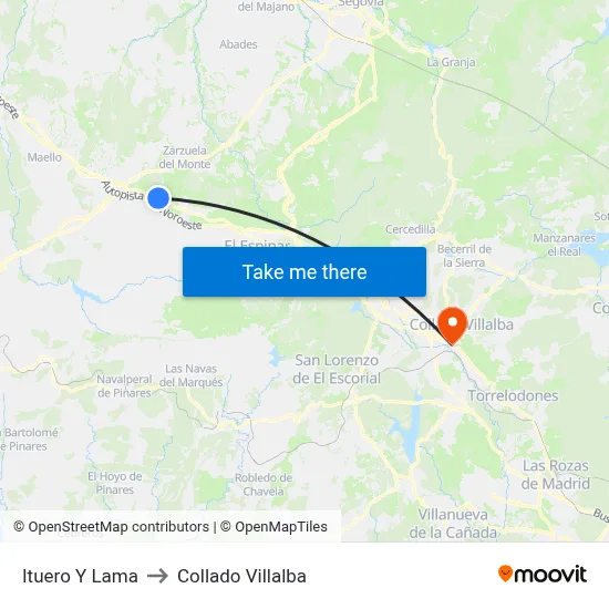 Ituero Y Lama to Collado Villalba map