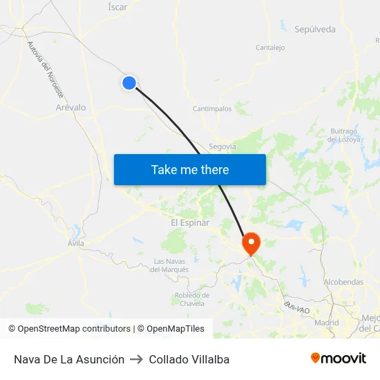Nava De La Asunción to Collado Villalba map