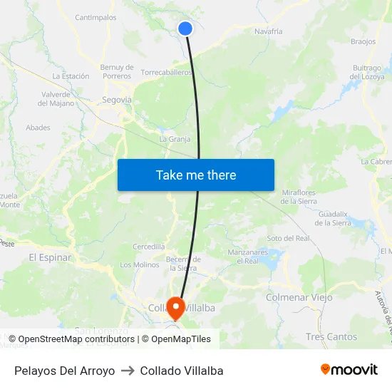 Pelayos Del Arroyo to Collado Villalba map