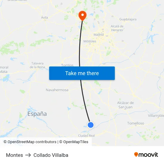 Montes to Collado Villalba map