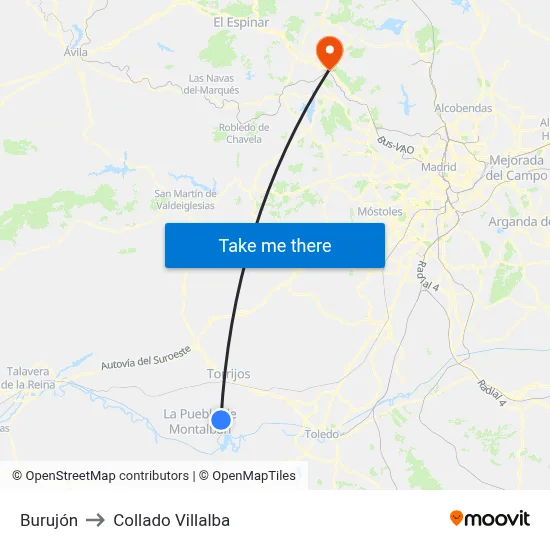Burujón to Collado Villalba map
