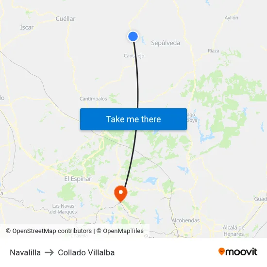 Navalilla to Collado Villalba map