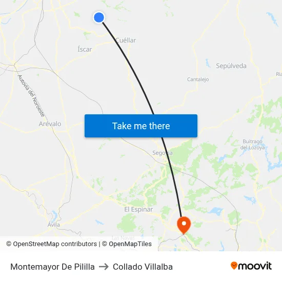 Montemayor De Pililla to Collado Villalba map