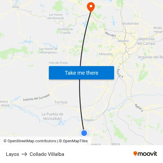 Layos to Collado Villalba map