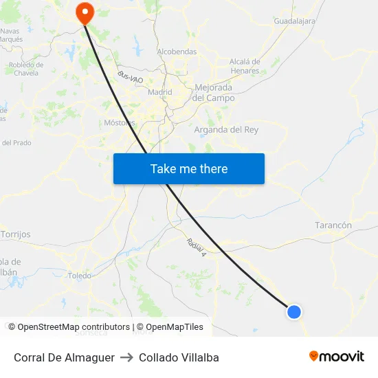Corral De Almaguer to Collado Villalba map