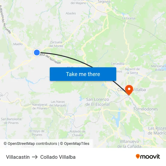Villacastín to Collado Villalba map