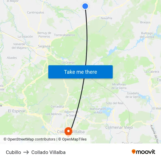 Cubillo to Collado Villalba map