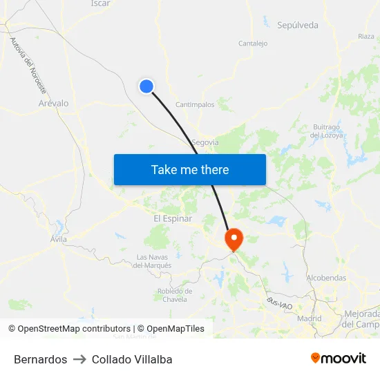 Bernardos to Collado Villalba map