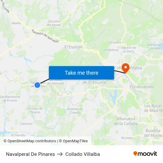 Navalperal De Pinares to Collado Villalba map