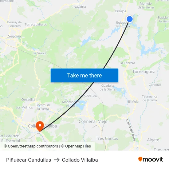 Piñuécar-Gandullas to Collado Villalba map
