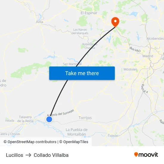 Lucillos to Collado Villalba map