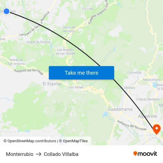 Monterrubio to Collado Villalba map