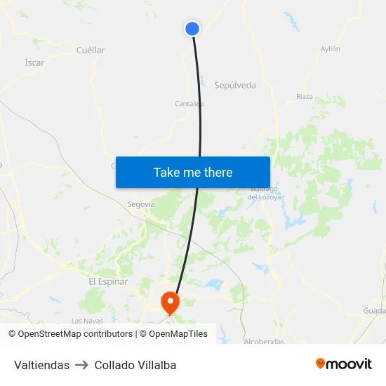 Valtiendas to Collado Villalba map
