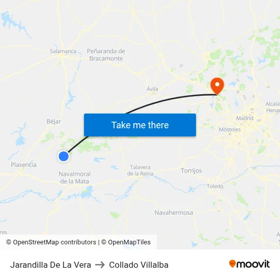 Jarandilla De La Vera to Collado Villalba map