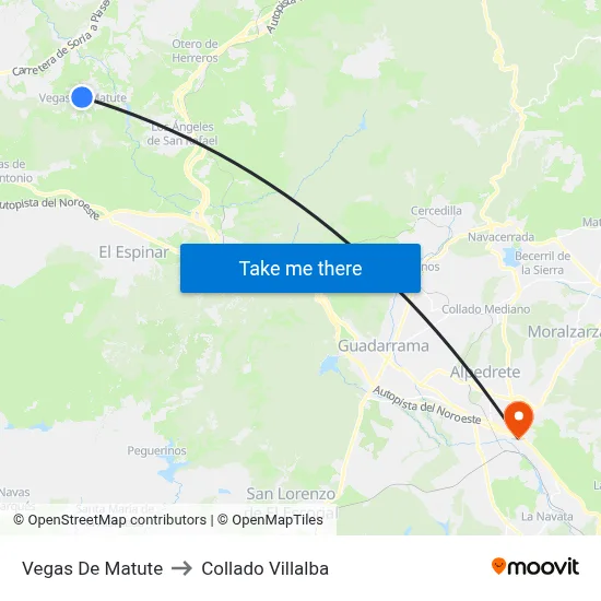 Vegas De Matute to Collado Villalba map