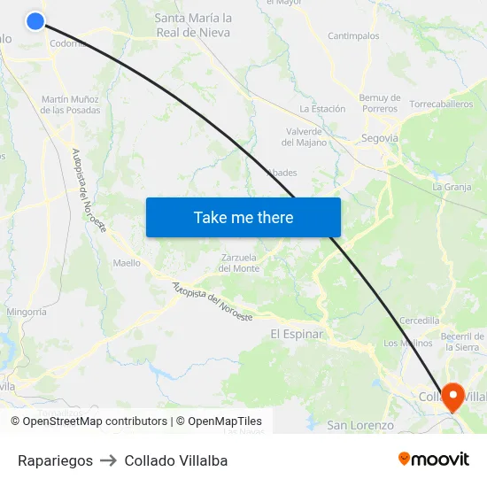 Rapariegos to Collado Villalba map
