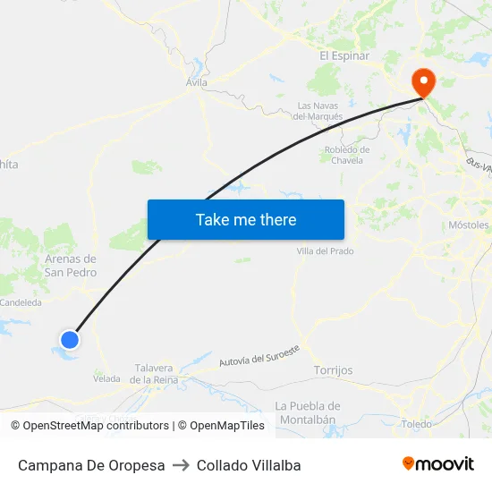 Campana De Oropesa to Collado Villalba map