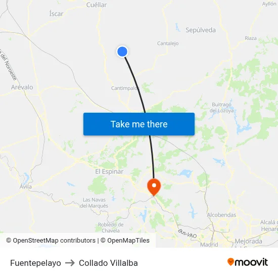 Fuentepelayo to Collado Villalba map