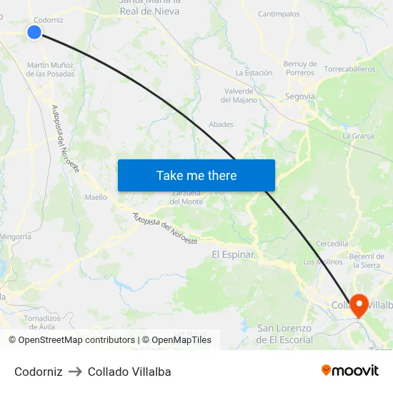 Codorniz to Collado Villalba map