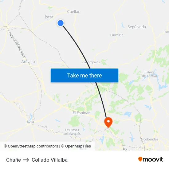 Chañe to Collado Villalba map