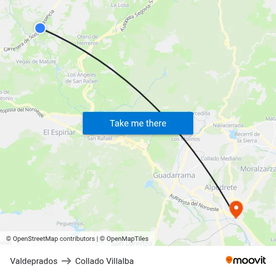 Valdeprados to Collado Villalba map