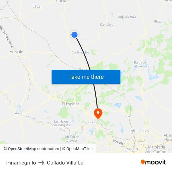 Pinarnegrillo to Collado Villalba map