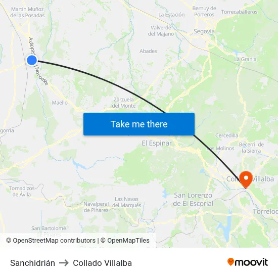 Sanchidrián to Collado Villalba map